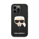 Karl Lagerfeld Head Liquid szilikon hátlap tok Apple iPhone 14 Pro, fekete