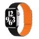 Phoner Rever Apple Watch forgatható mágneses szilikon szíj, 49/45/44/42mm, L, fekete/narancs