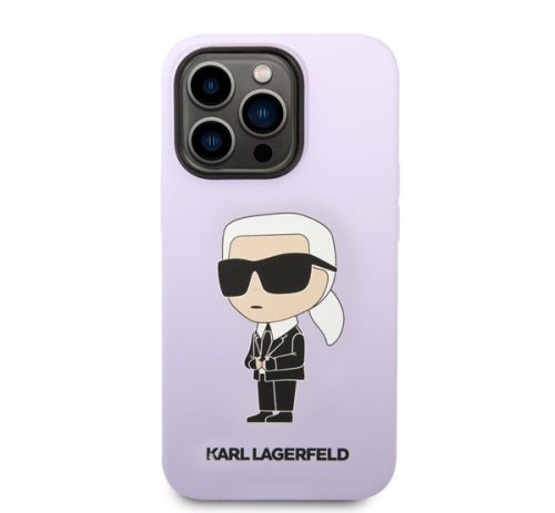 Karl Lagerfeld Liquid Ikonik NFT szilikon hátlap tok Apple iPhone 14 Pro, lila