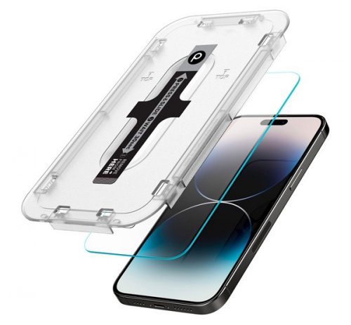 Phoner Master Clear Apple iPhone 13 Pro Max/14 Plus Tempered Glass kijelzővédő fólia felhelyező kerettel