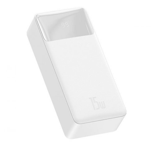 Baseus Bipow külső akkumulátor, 30000mAh, 2xUSB, 1xType-C, 15W, fehér