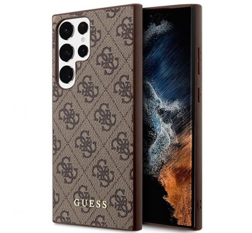 Guess 4G Metal Gold Samsung Galaxy S23 Ultra szilikon tok, barna