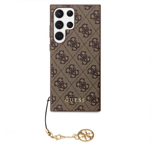 Guess 4G Charms Samsung Galaxy S23 Ultra szilikon tok, barna