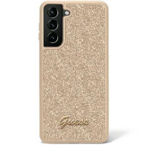 Guess Glitter Script Samsung Galaxy S23 Ultra szilikon tok, arany