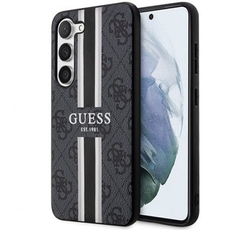 Guess 4G Printed Stripe Samsung Galaxy S23+ szilikon tok, fekete