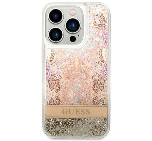 Guess Paisley Liquid Glitter Apple iPhone 14 Pro hátlap tok, arany