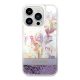 Guess Flower Liquid Glitter Apple iPhone 14 Pro hátlap tok, lila