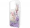 Guess Flower Liquid Glitter Apple iPhone 14 Pro hátlap tok, lila