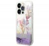 Guess Flower Liquid Glitter Apple iPhone 14 Pro hátlap tok, lila