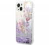 Guess Flower Liquid Glitter Apple iPhone 14 Plus hátlap tok, lila