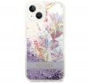 Guess Flower Liquid Glitter Apple iPhone 14 Plus hátlap tok, lila