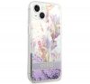 Guess Flower Liquid Glitter Apple iPhone 14 Plus hátlap tok, lila