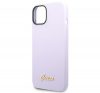 Guess Silicone Vintage Gold Apple iPhone 14 Plus hátlap tok, lila