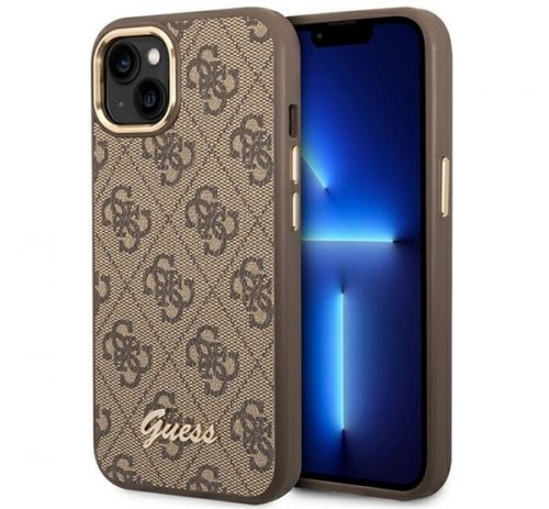 Guess 4G Vintage Gold Apple iPhone 14 hátlap tok, barna