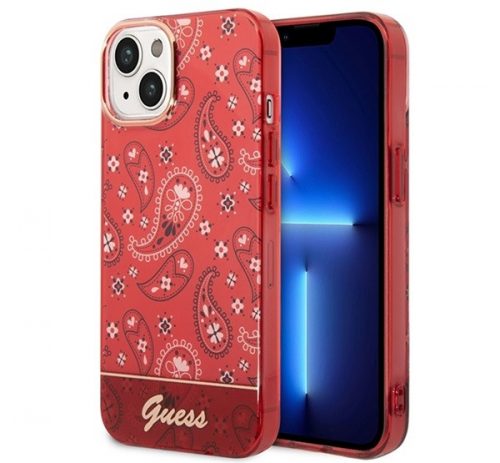 Guess Bandana Paisley Apple iPhone 14 hátlap tok, piros