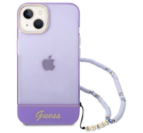 Guess Translucent Pearl Strap Apple iPhone 14 hátlap tok, lila