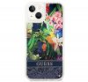 Guess Flower Liquid Glitter Apple iPhone 14 hátlap tok, kék