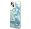 Guess Flower Liquid Glitter Apple iPhone 14 hátlap tok, zöld