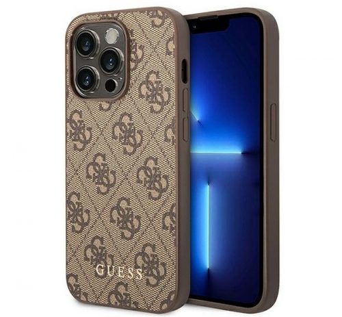 Guess 4G Metal Gold Apple iPhone 14 Pro Max hátlap tok, barna