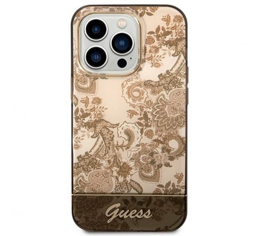 Guess Porcelain Collection Apple iPhone 14 Pro Max hátlap tok, arany