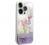 Guess Flower Liquid Glitter Apple iPhone 14 Pro Max hátlap tok, lila