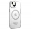 Guess Metal Outline Magsafe Apple iPhone 14 hátlap tok, ezüst