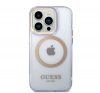 Guess Gold Outline Translucent MagSafe Apple iPhone 14 Pro Max hátlap tok, lila