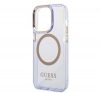 Guess Gold Outline Translucent MagSafe Apple iPhone 14 Pro Max hátlap tok, lila