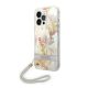 Guess Flower Strap Apple iPhone 14 Pro hátlap tok, lila