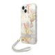 Guess Flower Strap Apple iPhone 14 hátlap tok, lila