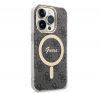 Guess 4G Print MagSafe Apple iPhone 14 Pro hátlap tok, fekete + MagSafe töltő