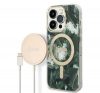 Guess Jungle MagSafe Apple iPhone 14 Pro hátlap tok, zöld + MagSafe töltő