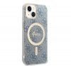 Guess 4G Print MagSafe Apple iPhone 14 Plus hátlap tok, kék + MagSafe töltő