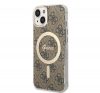 Guess 4G Print MagSafe Apple iPhone 14 Plus hátlap tok, barna + MagSafe töltő