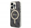 Guess 4G Print MagSafe Apple iPhone 14 Pro Max hátlap tok, fekete+ MagSafe töltő