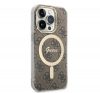 Guess 4G Print MagSafe Apple iPhone 14 Pro Max hátlap tok, barna + MagSafe töltő