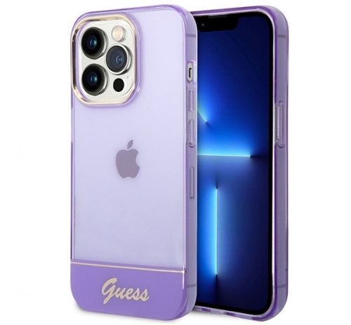 Guess Translucent Apple iPhone 14 Pro hátlap tok , lila