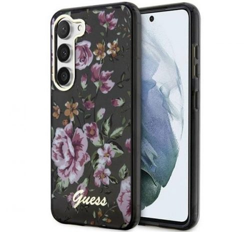 Guess Flower Collection Samsung Galaxy S23+ hátlap tok , fekete