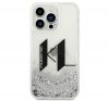 Karl Lagerfeld Liquid Glitter Big KL Apple iPhone 14 Pro hátlap tok, ezüst