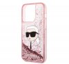 Karl Lagerfeld Glitter Karl Head Apple iPhone 14 Pro hátlap tok, rózsaszín