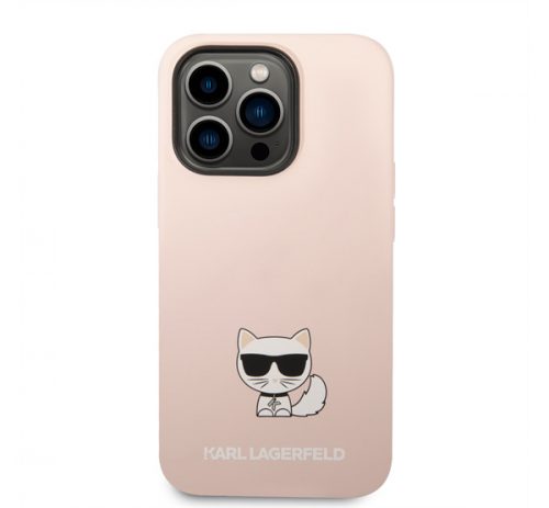 Karl Lagerfeld Silicone Choupette Body Apple iPhone 14 Pro hátlap tok, halvány rózsaszín