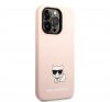 Karl Lagerfeld Silicone Choupette Body Apple iPhone 14 Pro hátlap tok, halvány rózsaszín