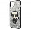 Karl Lagerfeld Glitter Flakes Ikonik Apple iPhone 14 Plus hátlap tok, ezüst