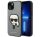 Karl Lagerfeld Saffiano Karl's Head Patch Apple iPhone 14 Plus hátlap tok, ezüst