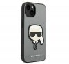 Karl Lagerfeld Saffiano Karl's Head Patch Apple iPhone 14 Plus hátlap tok, ezüst