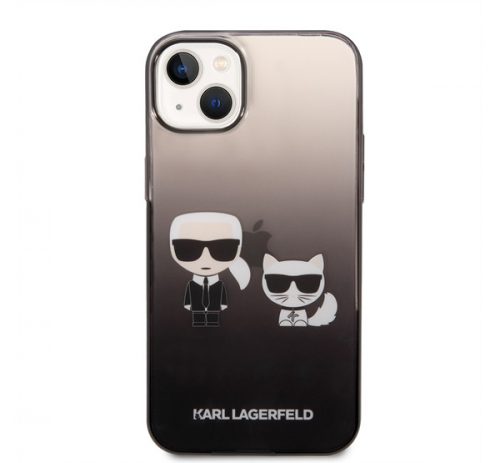 Karl Lagerfeld Gradient Ikonik Karl & Choupette Apple iPhone 14 Plus hátlap tok, fekete