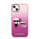 Karl Lagerfeld Gradient Ikonik Karl & Choupette Apple iPhone 14 Plus hátlap tok, rózsaszín