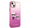 Karl Lagerfeld Gradient Ikonik Karl & Choupette Apple iPhone 14 Plus hátlap tok, rózsaszín