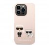 Karl Lagerfeld Silicone Karl & Choupette Apple iPhone 14 Pro Magsafe hátlap tok, halvány rózsaszín