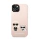 Karl Lagerfeld Silicone Karl & Choupette Apple iPhone 14 Plus hátlap tok, halvány rózsaszín